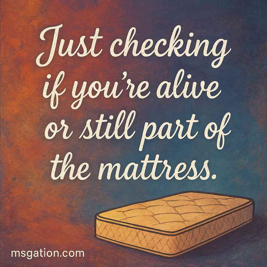 Just checking if you’re alive or still part of the mattress.