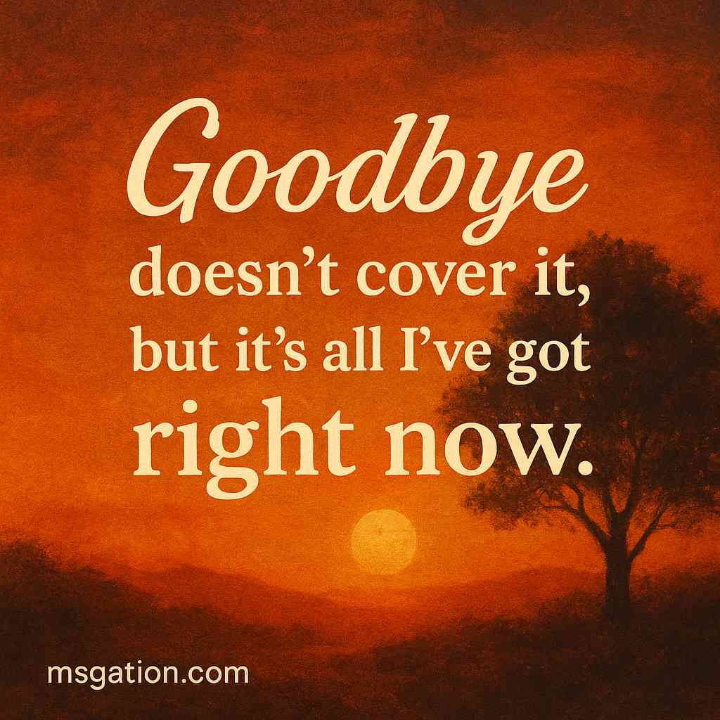 Goodbye doesn’t cover it, but it’s all I’ve got right now.