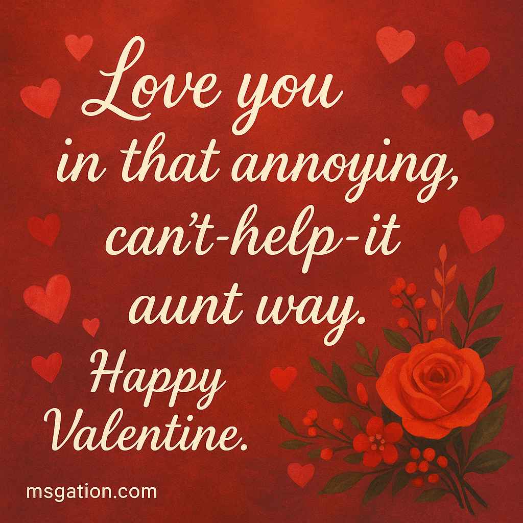 Love you in that annoying, can’t-help-it aunt way. Happy Valentine.