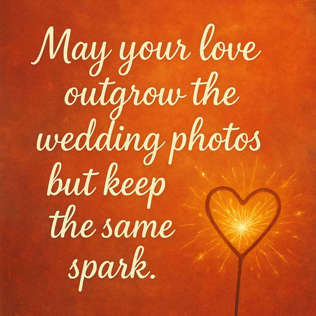 May your love outgrow the wedding photos but keep the same spark.