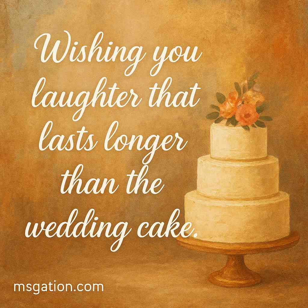 Wishing you laughter that lasts longer than the wedding cake.