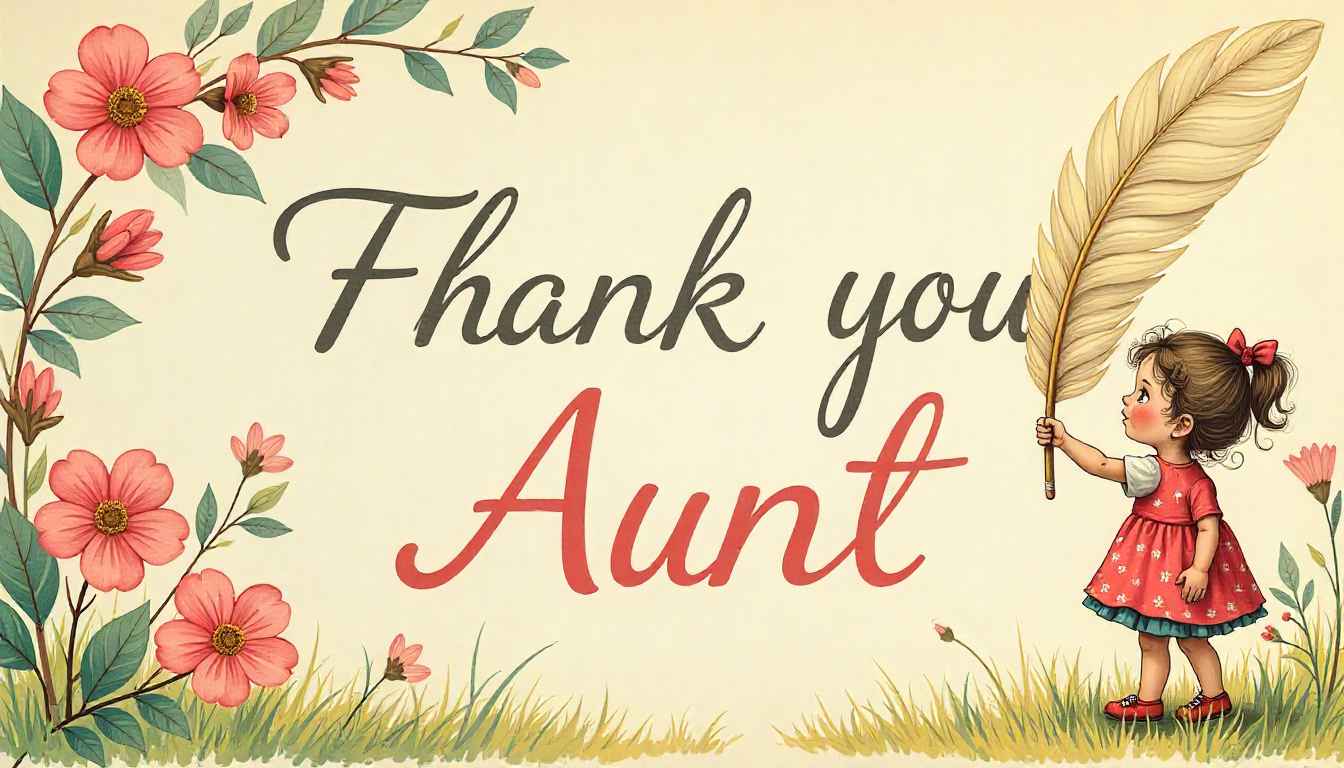 thank you card and gift to his aunt to show appreciation.