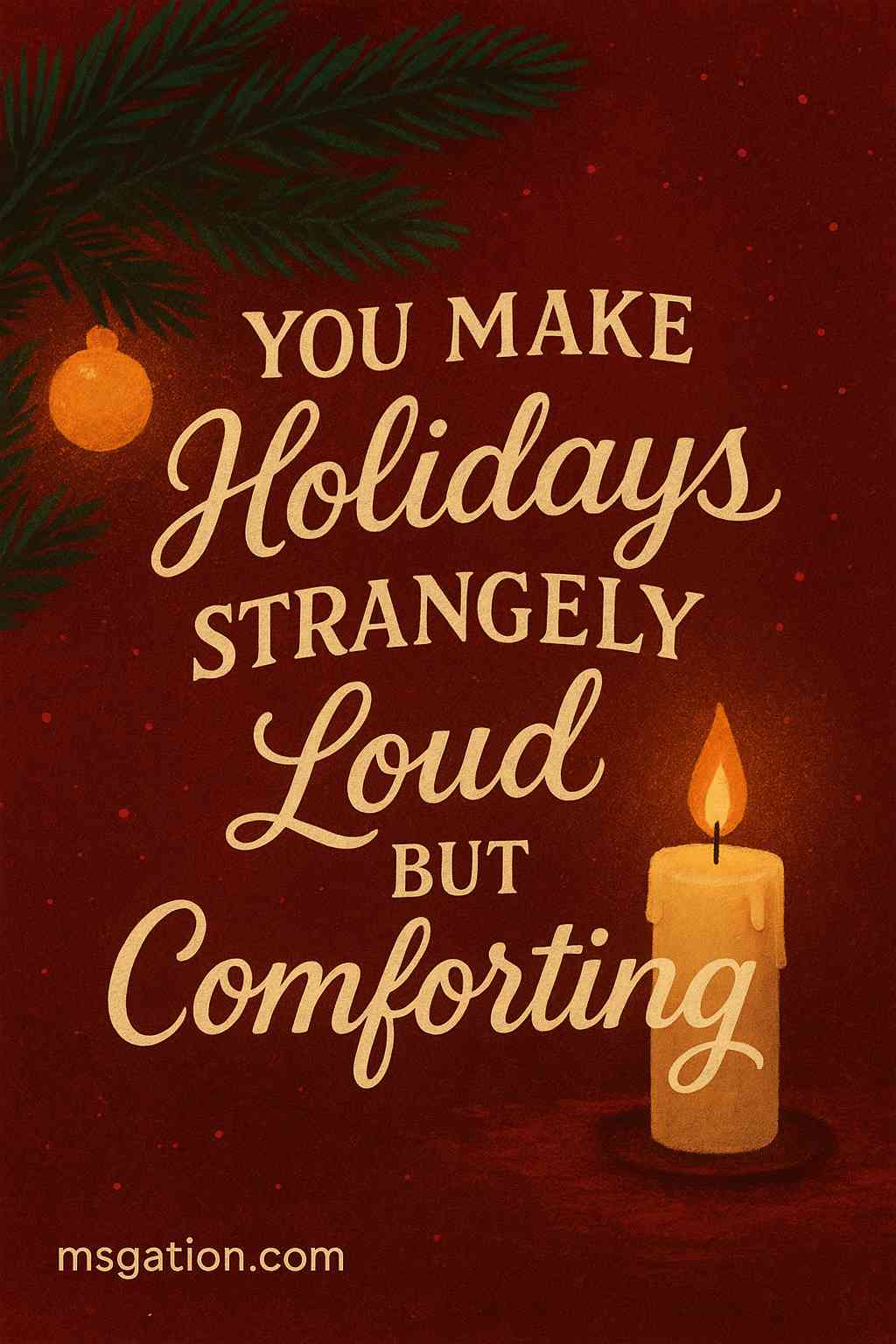 You make holidays strangely loud but comforting.