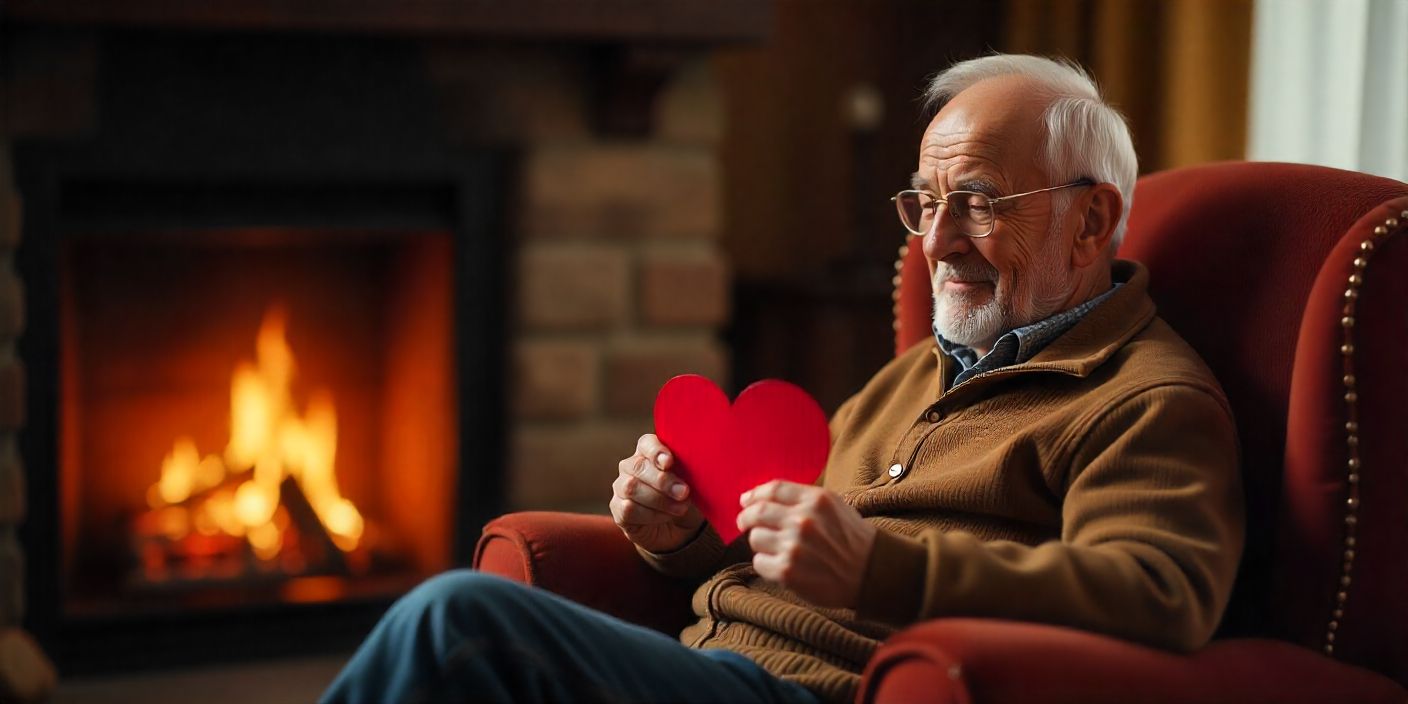 Heartwarming Valentine’s Day image for elderly showing lasting affection and warmth.