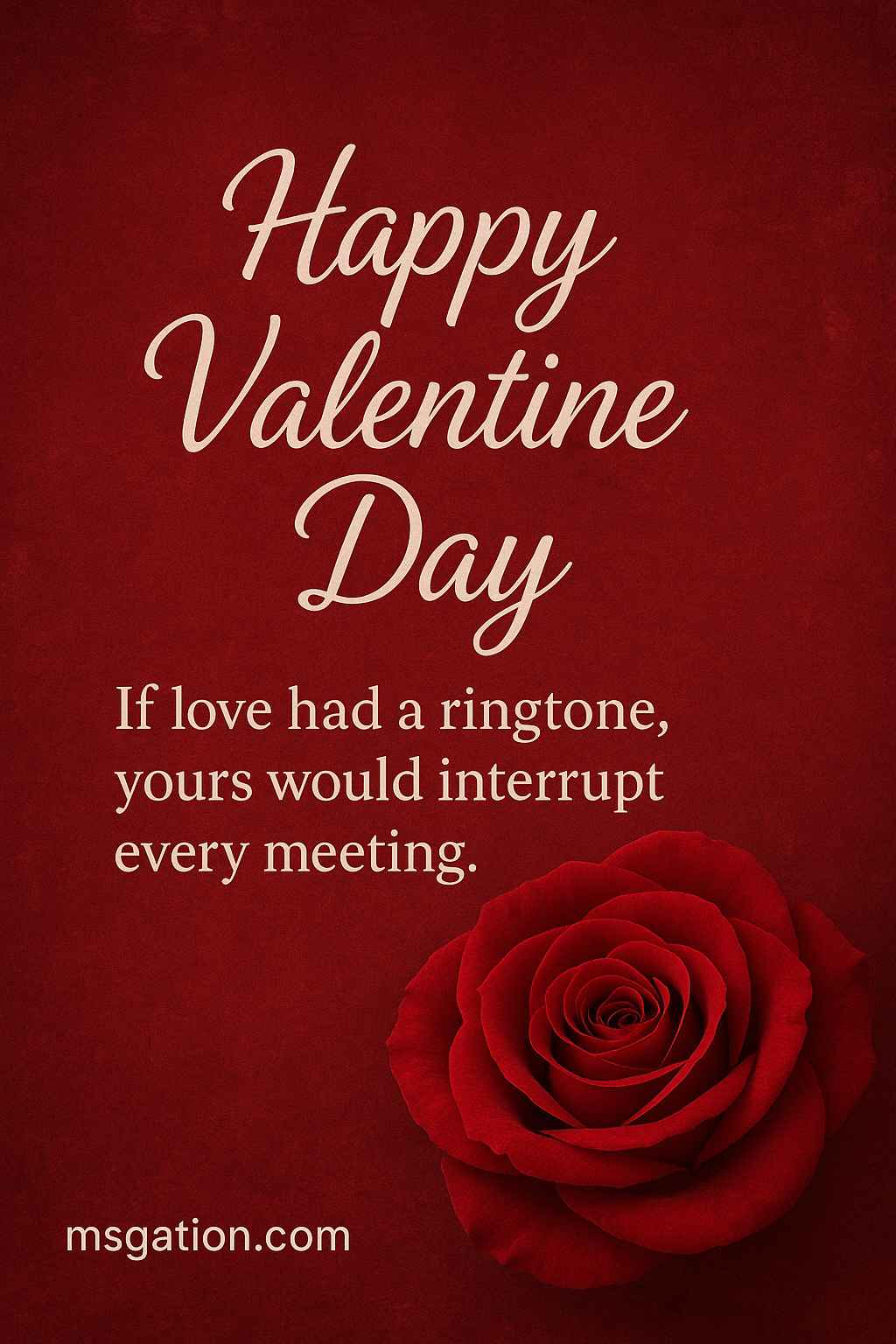 Happy Valentine Day. If love had a ringtone, yours would interrupt every meeting.