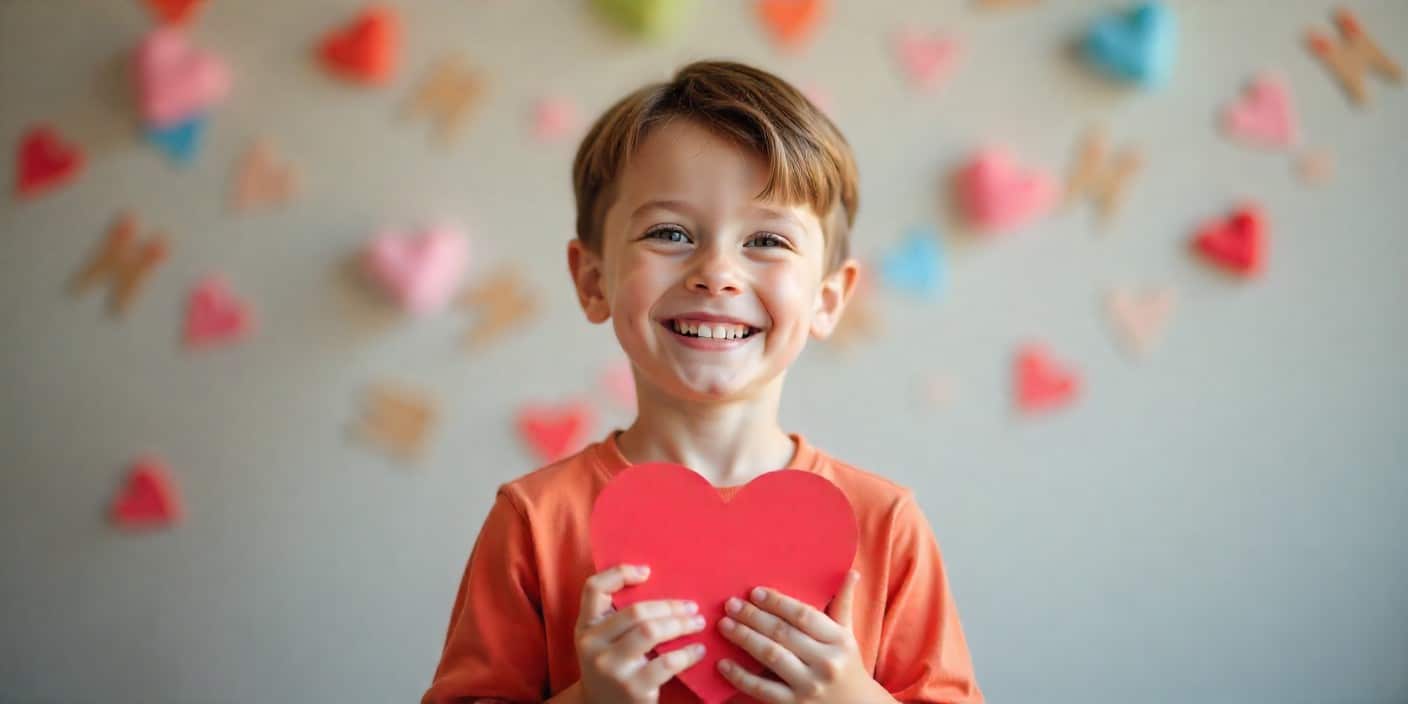Adorable Valentine image for nephew with heart card, gift box, and joyful decorations.