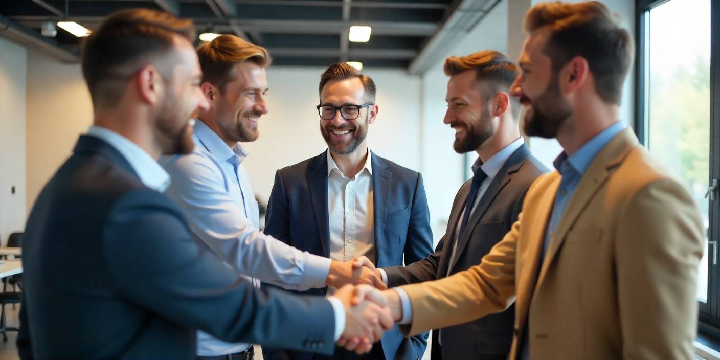 Welcome image for new members with friendly team greeting scene.