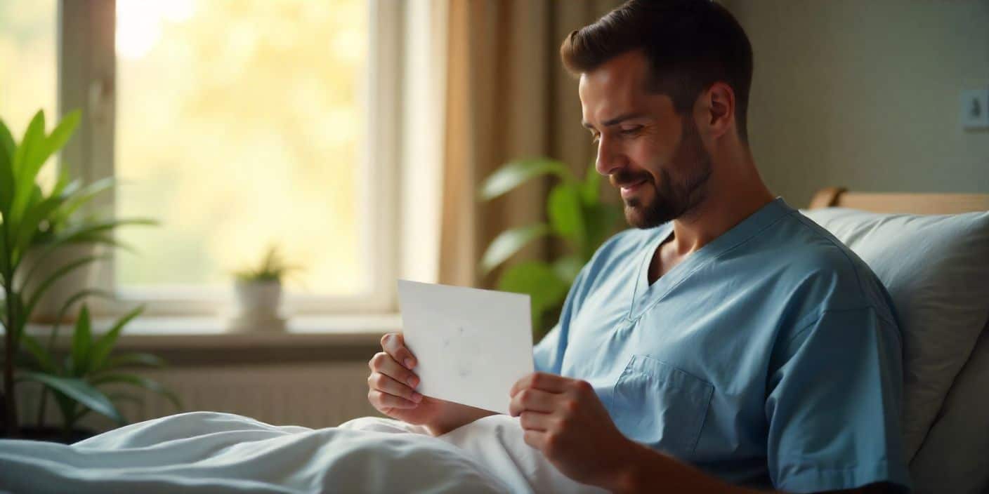 Encouraging image of a man with cancer finding hope and comfort.